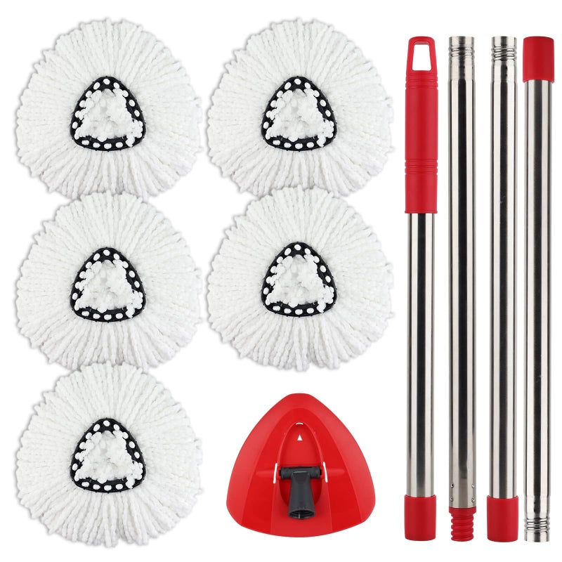 Spin Mop HandleHeadBase Replacement Compatible with OCedar Easywring Microfiber Spin Mop Replace 3058in StickPole5Head Refill1Base for OcedarO Cedar Easy Wring Spinning Mop Only 1Tank System